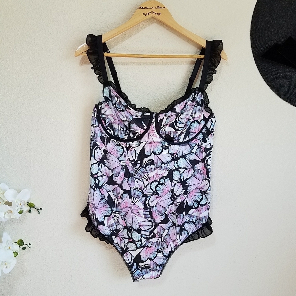 Torrid Curves Satin Ruffle Bodysuit